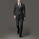 渊捷 （上门量体）（量身定做）手工量身定做男西服套装定制休闲羊毛西装订做结婚礼服商务工作服 深灰色 支持免费修改