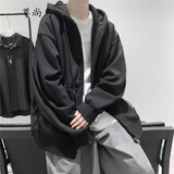 虞笙连帽卫衣套装男春秋季宽松纯色韩版潮流外套男三件套学 黑色卫衣 XL