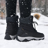 赛诺枫雪地靴男士高帮棉鞋加绒冬季保暖零下30度中帮东北情侣登山男靴子 黑岩灰(防水加绒款) 42