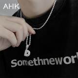 AHK26字母钛钢项链男女士百搭潮流情侣吊坠情人节生日礼物送男女朋友 潮流满钻项链 【D】+品牌礼盒