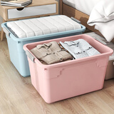 塑料收纳箱特大号家用大容量整理储物箱子多功能装衣服玩具收纳盒 北欧卡其 大号单个装【长39宽28高24】