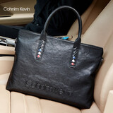 Cohnim kevin奢侈品男士公文包手提电脑文件单肩斜跨包送男友老公生日礼物实用 【百搭精英商务范】c01845黑色 【顺丰发货】 13英寸