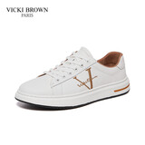 VICKI BROWN【VB男鞋】法国品牌简约潮流板鞋刺绣百搭小白鞋舒适休闲鞋男 白金色 40