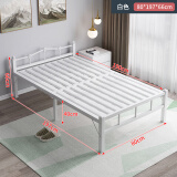 赛森折叠铁艺床家用铁床现代简约钢丝铁架床1.5米双人床硬床1米单人床 加粗加厚白色铁床80宽