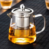 特厚耐热可煮茶公道杯加厚玻璃公杯茶漏套装侧把大容量茶器分茶杯 【可明火】600ML直身泡茶杯