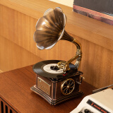 名伶 109lp老式复古留声机黑胶唱片机客厅家用电唱机全新金属蓝牙小钢炮节日礼物 古铜色