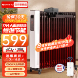 格力（GREE） 取暖器电油汀家用大面积WIFI遥控电暖气片17片立式加宽电油丁卧室客厅干衣恒温节能电暖器 【17片3000W遥控款】NY22-S7030B