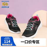 Skechers斯凯奇童鞋儿童运动鞋小白鞋女童休闲鞋魔术贴大童跑步鞋82007L 黑色/多彩色/BKMT 33.5码