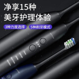 锦美客(JIMOK)电动牙刷全自动充电式美白男女士成人超声波情侣套装 曜石黑6支刷头|15种清洁模式|365天续航
