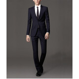 渊捷 （上门量体）（量身定做）手工量身定做男西服套装定制休闲羊毛西装订做结婚礼服商务工作服 藏青色 支持免费修改