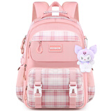 爱迪生发明家库洛小学生书包女孩米减负护脊双肩包儿童背包 2266-1s 粉色小号