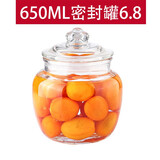 宏达密封罐玻璃瓶食品蜂蜜瓶泡酒泡菜坛子带盖罐腌制罐泡菜罐腌菜缸 650ML光面款一只