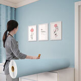 福吾至嘉墙布卧室大卷色自粘墙纸卧室墙面装饰大学生宿舍房间贴纸防水 马卡龙系列-浅蓝色 60厘米宽-7米长