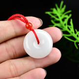 千载一玉石英岩玉平安扣吊坠 玉平安环玉坠 男女款 平安扣