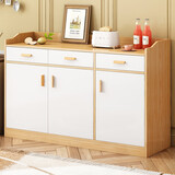 柯诺苏实木色餐边柜厨房柜茶水柜碗柜家用备餐橱碗柜酒柜客厅靠墙储物柜 【三门三抽】田园橡木120cm.