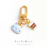 SunToMoon可爱软萌猫咪咖啡小挂件u盘AirPods防丢迷你钥匙扣情侣卡通饰品 白猫小挂件