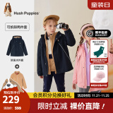 暇步士（Hush Puppies）童装儿童外套风衣男女童简约纯色时尚风衣可拆卸两件套 藏蓝 110cm