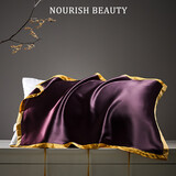 润美真丝枕巾 100桑蚕丝枕巾 丝绸枕巾套加厚真丝枕巾 28姆 仙邃紫 枕巾单只 48x74cm