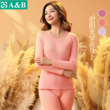 AB内衣棉质彩条秋冬刷绒棉毛圆领女士保暖套装圆领中厚长袖长裤P970 砖红 2XL