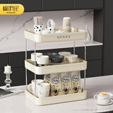 橱明星杯子置物架收纳桌面放水杯收藏架餐桌托盘家用茶杯架双层沥水杯架 奶油白-【三层】带沥水盘