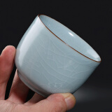 銮玉台湾汝窑茶杯功夫品茗杯陶瓷主人杯大号汝瓷可养金丝铜线蝉翼开片定制礼品男女高档家用普洱单杯茶具碗盏 鸿运杯