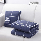 沐鸣抱枕被子两用加厚夏季薄款汽车腰靠靠垫可折叠多功能空调被午睡被 灰色皇冠40*40展开100*150cm