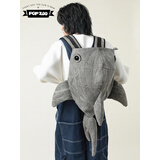 天颛鲨鱼背包双肩包机车立体潮流动物园鲸鲸鱼popzoo小众款潮牌男女 M中号灰色鲨鱼背包双肩包