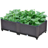 易栽乐（Yizail） 2.5S种植箱咖啡色塑料种菜盆 阳台种菜组合式长方形庭院大花盆 2联种植箱80*40*26cm
