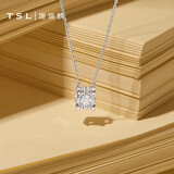 谢瑞麟（TSL）新年礼物18K金钻石项链女牛角镶爪轻奢白金吊坠套链生日64073 钻石共1颗，约7分