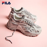 斐乐（FILA）女鞋鱼刺SOFIA老爹鞋厚底增高时尚舒适休闲鞋复古反光运动鞋 南极灰/合金灰-AG 37.5