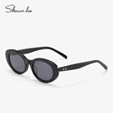 SHAWNLEE欧美复古猫眼墨镜女时尚海边郊游防晒潮酷太阳镜男#326 黑色