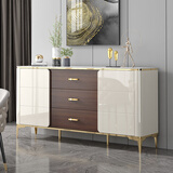 顾乐家意式轻奢烤漆餐边柜时尚岩板简约家用岩板茶水柜碗柜大容量储物柜 木纹岩板柜面 长120*40*90cm