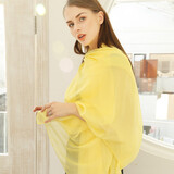 杭丝路真丝丝巾女纯色披肩桑蚕丝加大围巾沙滩巾妈妈生日妇女节礼物 柠檬黄(200*135CM大规格)