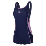 英发连体泳衣女平角保守休闲运动游泳装舒适温泉大码泳衣 蓝色 2XL （170-173厘米/65-70公斤）