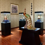 定制玉器珠宝文物古董艺术独立产品柜博物馆展台陈列柜玻璃展示柜 50*50*高170白/黑色有灯