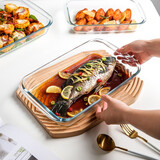 川岛屋耐热玻璃烤盘烤箱专用器皿微波炉盘子家用长方形餐具蒸鱼盘 1.5L长方形玻璃烤盘