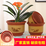 陶瓷花盆特大号 陶土花盆紫砂陶瓷盆带托盘 口径19cm一个 大
