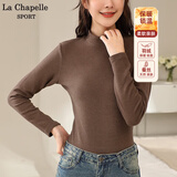 La Chapelle Sport拉夏贝尔加厚打底衫女秋冬季羊毛蚕丝亲肤舒适半高领长袖内搭女装 咖色 S /155(推荐80-100斤)