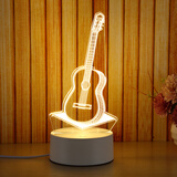 梓宇创意小夜灯床头卧室氛围LED卡通3D灯喂奶灯婴儿卧室睡眠立体礼灯 吉他(三色可调) 按钮开关