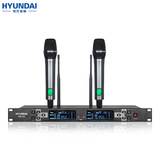 HYUNDAI现代无线话筒 U段无线手持一拖二 KTV婚庆舞台演出专用麦克风 GB-03无线防串频麦克风