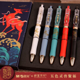 晨光联名故宫文化金榜题名系列按动式中性笔考试笔子弹头0.5mm考试专用学生刷题黑色碳素水笔高考礼物 金榜题名系列-五色灵兽聚福笔套装-5支装