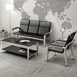 玉树轩三人位排椅四人等候椅长椅子办公沙发茶几组合现代简约办公室沙发 单人+三人+不锈钢茶几