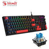 双飞燕（A4TECH） 血手幽灵S510真机械键盘有线游戏轻音霓虹混彩背光宏编程104键带双拼色键帽 S510R段落感青轴清脆发光版