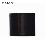 巴利（BALLY）男士黑色条纹短款牛皮钱夹钱包  6240266