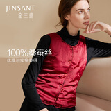 金三塔商场同款金三塔保暖内衣女绗缝冬保暖背心马甲上装 圆领-酒红 XL