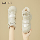 DAPHNE达芙妮雪地靴女鞋加绒加厚冬季女鞋新款魔术贴厚底御寒大棉鞋女 白色 37