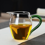 耐热玻璃公道杯公杯功夫茶具分茶器家用倒茶器加厚茶海茶漏套装 绿把企鹅公杯（特级加厚）350ML