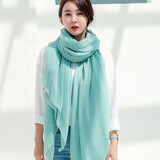 珥妃秋冬围巾女冬季披肩韩版棉麻围巾两用长款围脖纯色亚麻披肩两用韩版百搭 豆绿 200*145