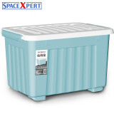 SPACEXPERT 衣物收纳箱塑料整理箱36L蓝色 1个装 带轮