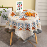 法拉贝拉复古非洲菊桌布加厚沙发盖巾床头柜盖布长方形餐桌布北欧美圆桌布 中国风 90*90cm